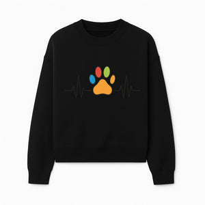 Colorful Paw Print with Heartbeat Design - Pet Lover's Wall Art, Canvas Print, Home Decor, Dog/Cat Owner Gift, Veterinary Theme - Sweatshirt 1758347436220.jpg