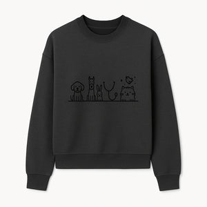 Cute Animal Clinic Logo with Dog, Cat, Rabbit, Stethoscope - Pet Care Illustration for Veterinarians and Animal Lovers - Sweatshirt 1758347436268.jpg