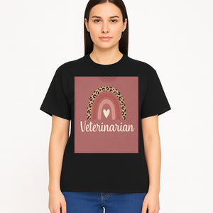 Veterinarian Rainbow Graphic Tee | Cute Animal Lover Shirt | Leopard Print Design | Pet Care Apparel | Gifts for Vet Professionals - T-shirt 1758347436285.jpg