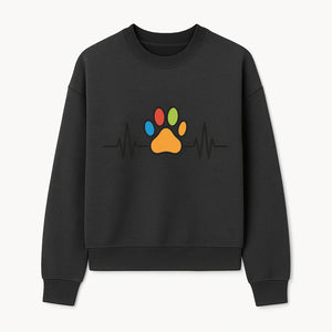 Colorful Paw Print with Heartbeat Design - Pet Lover's Wall Art, Canvas Print, Home Decor, Dog/Cat Owner Gift, Veterinary Theme - Sweatshirt 1758347436354.jpg