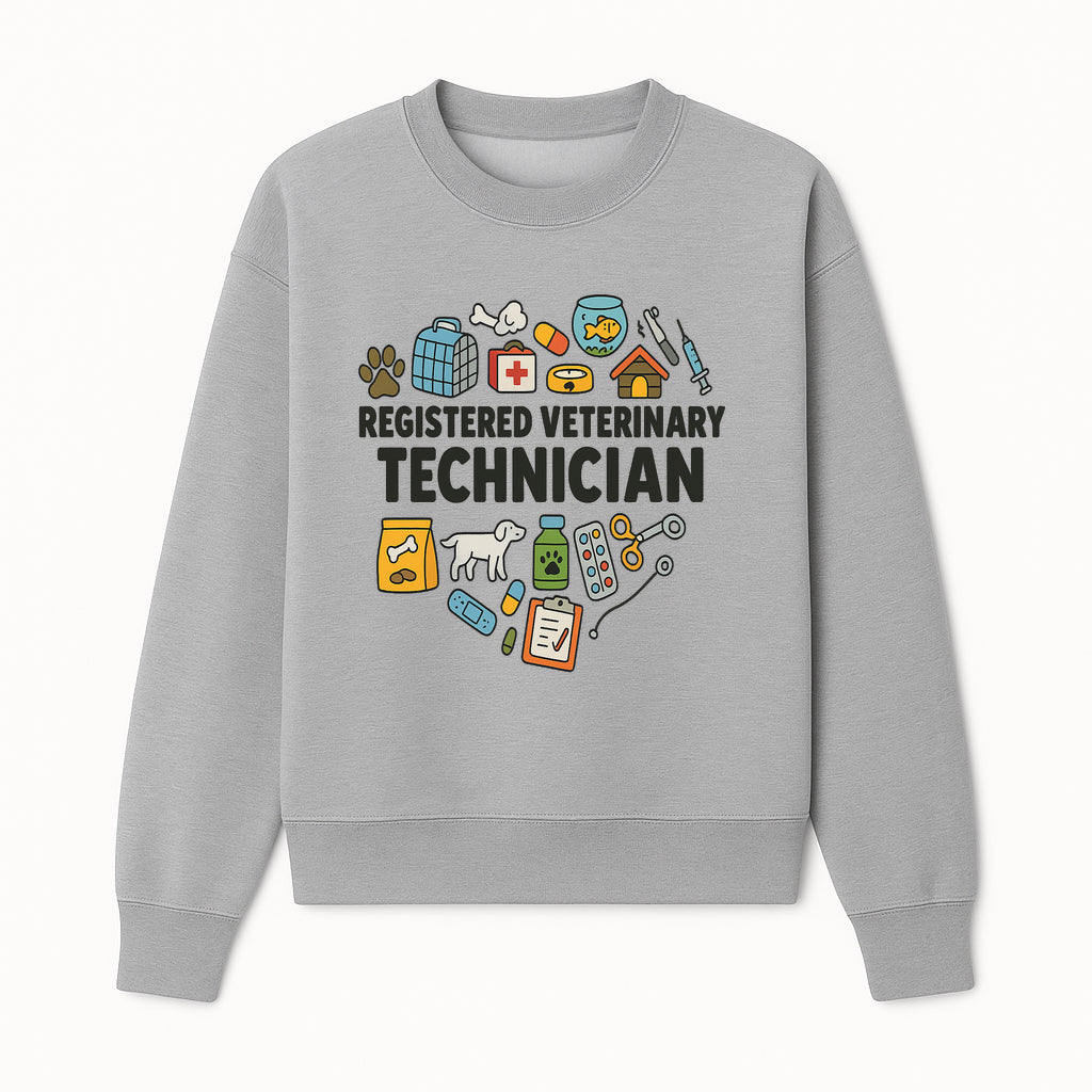 Registered Veterinary Technician Art Print - Pet Care, Animal Health, Veterinary Tools, Cute Dog & Cat Theme Decor - Sweatshirt 1758347436355.jpg