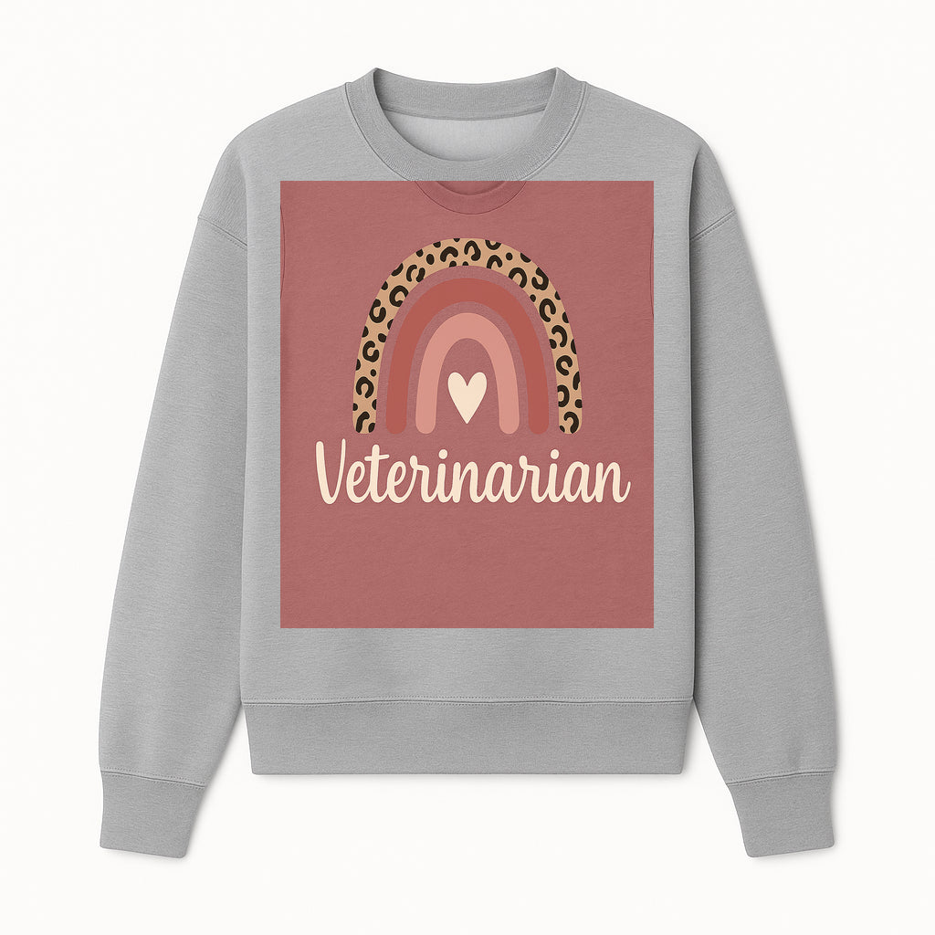 Veterinarian Rainbow Graphic Tee | Cute Animal Lover Shirt | Leopard Print Design | Pet Care Apparel | Gifts for Vet Professionals - Sweatshirt 1758347436397.jpg