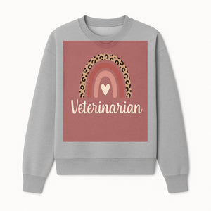 Veterinarian Rainbow Graphic Tee | Cute Animal Lover Shirt | Leopard Print Design | Pet Care Apparel | Gifts for Vet Professionals - Sweatshirt 1758347436397.jpg