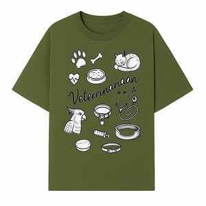 Veterinarian-Themed Wall Art with Pets, Medical Tools, and Paw Print Illustrations for Animal Lovers and Vet Offices - T-shirt 1758347436435.jpg