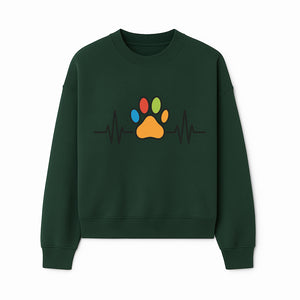 Colorful Paw Print with Heartbeat Design - Pet Lover's Wall Art, Canvas Print, Home Decor, Dog/Cat Owner Gift, Veterinary Theme - Sweatshirt 1758347436485.jpg