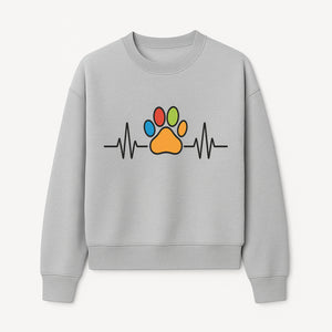 Colorful Paw Print with Heartbeat Design - Pet Lover's Wall Art, Canvas Print, Home Decor, Dog/Cat Owner Gift, Veterinary Theme - Sweatshirt 1758347436594.jpg
