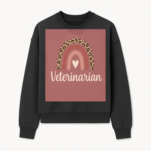 Veterinarian Rainbow Graphic Tee | Cute Animal Lover Shirt | Leopard Print Design | Pet Care Apparel | Gifts for Vet Professionals - Sweatshirt 1758347436679.jpg