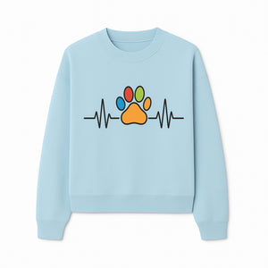 Colorful Paw Print with Heartbeat Design - Pet Lover's Wall Art, Canvas Print, Home Decor, Dog/Cat Owner Gift, Veterinary Theme - Sweatshirt 1758347436738.jpg
