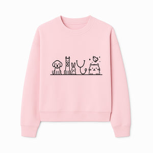 Cute Animal Clinic Logo with Dog, Cat, Rabbit, Stethoscope - Pet Care Illustration for Veterinarians and Animal Lovers - Sweatshirt 1758347436810.jpg