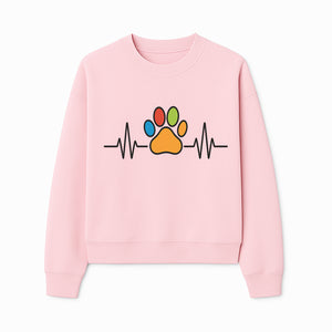 Colorful Paw Print with Heartbeat Design - Pet Lover's Wall Art, Canvas Print, Home Decor, Dog/Cat Owner Gift, Veterinary Theme - Sweatshirt 1758347436871.jpg