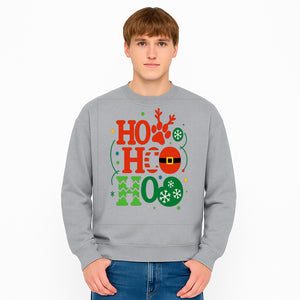 Festive Ho Ho Ho Christmas Wall Art with Snowflakes, Reindeer, and Santa Hat Design - Holiday Decor for Home or Office - Sweatshirt 1758347436907.jpg