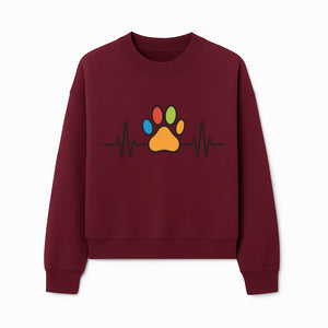 Colorful Paw Print with Heartbeat Design - Pet Lover's Wall Art, Canvas Print, Home Decor, Dog/Cat Owner Gift, Veterinary Theme - Sweatshirt 1758347436995.jpg