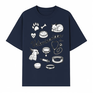 Veterinarian-Themed Wall Art with Pets, Medical Tools, and Paw Print Illustrations for Animal Lovers and Vet Offices - T-shirt 1758347437085.jpg
