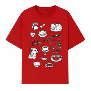 Veterinarian-Themed Wall Art with Pets, Medical Tools, and Paw Print Illustrations for Animal Lovers and Vet Offices - T-shirt 1758347437213.jpg