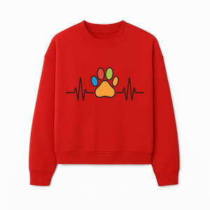 Colorful Paw Print with Heartbeat Design - Pet Lover's Wall Art, Canvas Print, Home Decor, Dog/Cat Owner Gift, Veterinary Theme - Sweatshirt 1758347437232.jpg