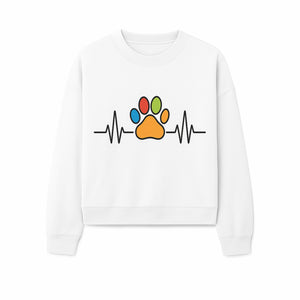 Colorful Paw Print with Heartbeat Design - Pet Lover's Wall Art, Canvas Print, Home Decor, Dog/Cat Owner Gift, Veterinary Theme - Sweatshirt 1758347437489.jpg