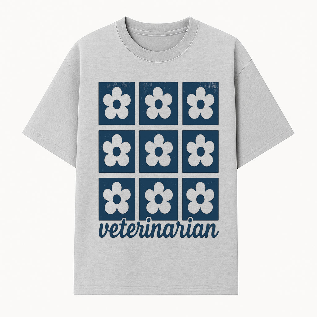 Flower Pattern Veterinarian Sign | Floral Decor for Vet Clinics | Cute Pet Office Wall Art | Veterinary Gifts for Animal Lovers - T-shirt 1758347437525.jpg