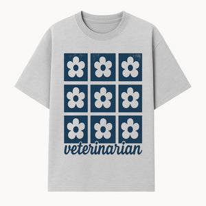 Flower Pattern Veterinarian Sign | Floral Decor for Vet Clinics | Cute Pet Office Wall Art | Veterinary Gifts for Animal Lovers - T-shirt 1758347437525.jpg