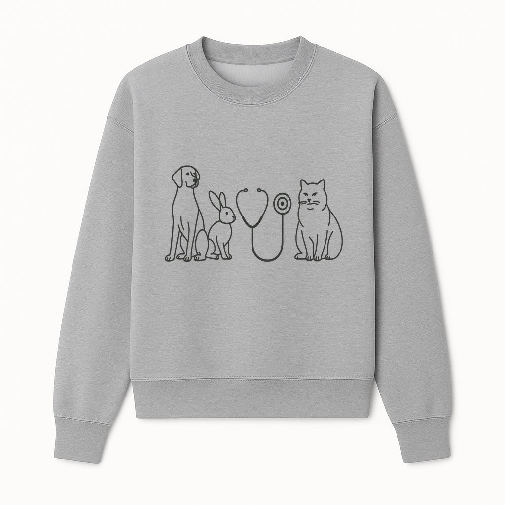Pet Veterinary Stethoscope Art Print - Dog, Cat, Rabbit Illustration for Animal Lovers, Vet Clinics, Home Decor - Sweatshirt 1758347437930.jpg