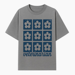 Flower Pattern Veterinarian Sign | Floral Decor for Vet Clinics | Cute Pet Office Wall Art | Veterinary Gifts for Animal Lovers - T-shirt 1758347438096.jpg