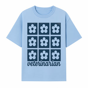 Flower Pattern Veterinarian Sign | Floral Decor for Vet Clinics | Cute Pet Office Wall Art | Veterinary Gifts for Animal Lovers - T-shirt 1758347438237.jpg