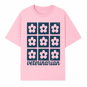 Flower Pattern Veterinarian Sign | Floral Decor for Vet Clinics | Cute Pet Office Wall Art | Veterinary Gifts for Animal Lovers - T-shirt 1758347438336.jpg