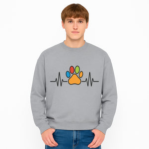 Colorful Paw Print with Heartbeat Design - Pet Lover's Wall Art, Canvas Print, Home Decor, Dog/Cat Owner Gift, Veterinary Theme - Sweatshirt 1758347438621.jpg