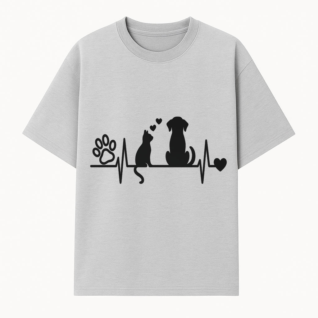 Heartbeat Pet Wall Art - Dog, Cat & Paw Print Decor - Love for Pets - Vinyl Decal for Animal Lovers - Home Decor Gift - T-shirt 1758347438685.jpg