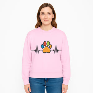 Colorful Paw Print with Heartbeat Design - Pet Lover's Wall Art, Canvas Print, Home Decor, Dog/Cat Owner Gift, Veterinary Theme - Sweatshirt 1758347438736.jpg