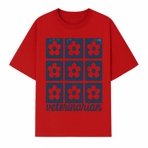 Flower Pattern Veterinarian Sign | Floral Decor for Vet Clinics | Cute Pet Office Wall Art | Veterinary Gifts for Animal Lovers - T-shirt 1758347438753.jpg