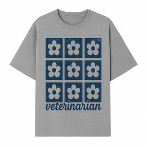 Flower Pattern Veterinarian Sign | Floral Decor for Vet Clinics | Cute Pet Office Wall Art | Veterinary Gifts for Animal Lovers - T-shirt 1758347438881.jpg