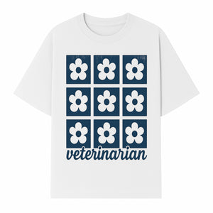 Flower Pattern Veterinarian Sign | Floral Decor for Vet Clinics | Cute Pet Office Wall Art | Veterinary Gifts for Animal Lovers - T-shirt 1758347439010.jpg