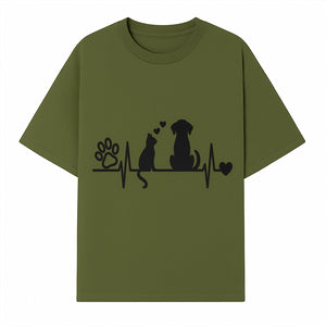 Heartbeat Pet Wall Art - Dog, Cat & Paw Print Decor - Love for Pets - Vinyl Decal for Animal Lovers - Home Decor Gift - T-shirt 1758347439045.jpg