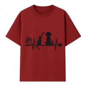 Heartbeat Pet Wall Art - Dog, Cat & Paw Print Decor - Love for Pets - Vinyl Decal for Animal Lovers - Home Decor Gift - T-shirt 1758347439524.jpg