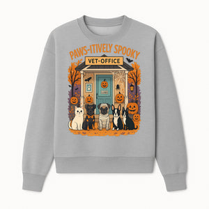 Paws-itively Spooky Vet Office Halloween Greeting Card with Cute Cats and Dogs, Pumpkin Decor, Perfect for Pet Lovers - Sweatshirt 1758347439529.jpg