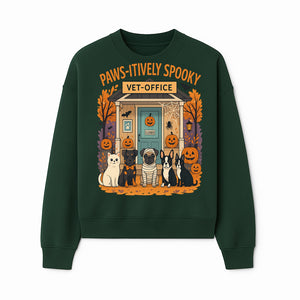 Paws-itively Spooky Vet Office Halloween Greeting Card with Cute Cats and Dogs, Pumpkin Decor, Perfect for Pet Lovers - Sweatshirt 1758347439903.jpg