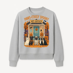 Paws-itively Spooky Vet Office Halloween Greeting Card with Cute Cats and Dogs, Pumpkin Decor, Perfect for Pet Lovers - Sweatshirt 1758347440044.jpg