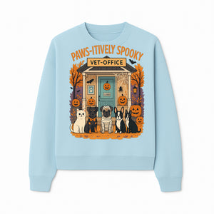 Paws-itively Spooky Vet Office Halloween Greeting Card with Cute Cats and Dogs, Pumpkin Decor, Perfect for Pet Lovers - Sweatshirt 1758347440174.jpg