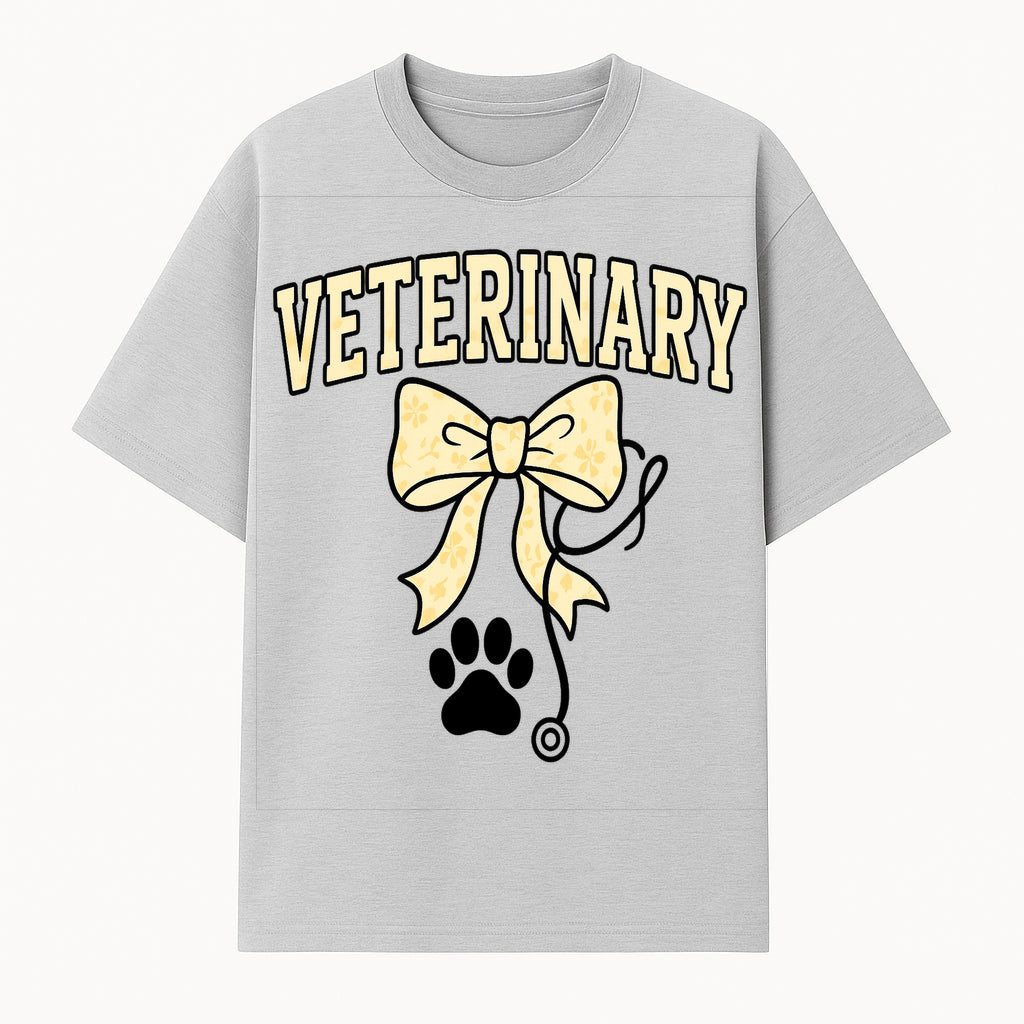 Veterinary Logo Design with Bow and Paw Print for Pet Care Businesses - T-shirt 1758347440263.jpg