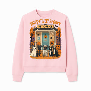 Paws-itively Spooky Vet Office Halloween Greeting Card with Cute Cats and Dogs, Pumpkin Decor, Perfect for Pet Lovers - Sweatshirt 1758347440303.jpg