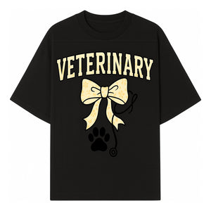 Veterinary Logo Design with Bow and Paw Print for Pet Care Businesses - T-shirt 1758347440409.jpg
