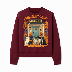 Paws-itively Spooky Vet Office Halloween Greeting Card with Cute Cats and Dogs, Pumpkin Decor, Perfect for Pet Lovers - Sweatshirt 1758347440421.jpg