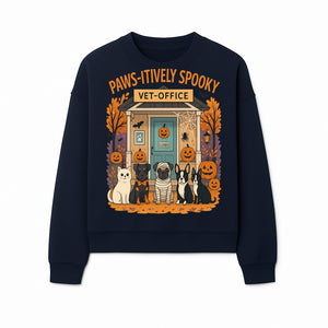 Paws-itively Spooky Vet Office Halloween Greeting Card with Cute Cats and Dogs, Pumpkin Decor, Perfect for Pet Lovers - Sweatshirt 1758347440562.jpg