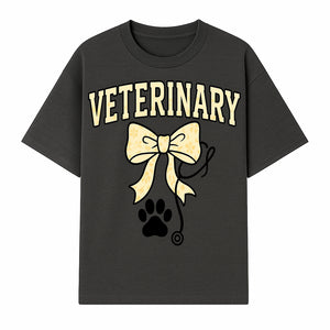 Veterinary Logo Design with Bow and Paw Print for Pet Care Businesses - T-shirt 1758347440563.jpg