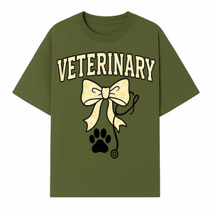 Veterinary Logo Design with Bow and Paw Print for Pet Care Businesses - T-shirt 1758347440709.jpg