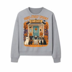 Paws-itively Spooky Vet Office Halloween Greeting Card with Cute Cats and Dogs, Pumpkin Decor, Perfect for Pet Lovers - Sweatshirt 1758347440833.jpg