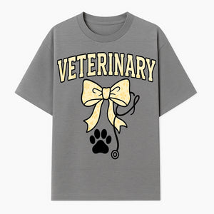 Veterinary Logo Design with Bow and Paw Print for Pet Care Businesses - T-shirt 1758347440841.jpg