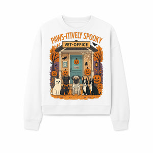Paws-itively Spooky Vet Office Halloween Greeting Card with Cute Cats and Dogs, Pumpkin Decor, Perfect for Pet Lovers - Sweatshirt 1758347440974.jpg