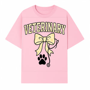 Veterinary Logo Design with Bow and Paw Print for Pet Care Businesses - T-shirt 1758347441107.jpg