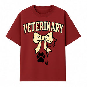 Veterinary Logo Design with Bow and Paw Print for Pet Care Businesses - T-shirt 1758347441258.jpg